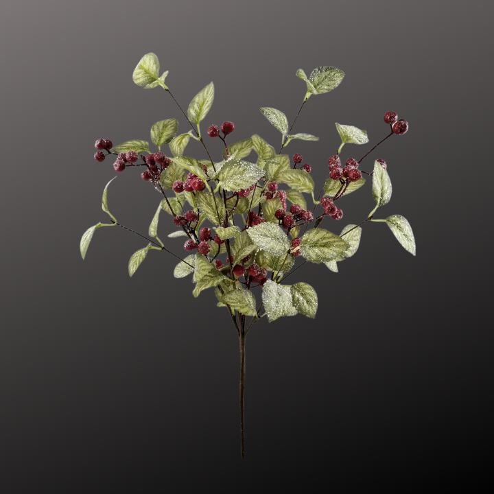 20" Frosted Viburnum Berry Bush – Icy Red Berries for Holiday Decor-40376 Golden Bell