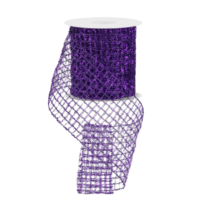 4.25" x 10yd Purple Tinsel Mesh Wired Ribbon - Sparkling Mesh Ribbon for Holiday Crafts and Decorations - RM997723 Craig Bachman