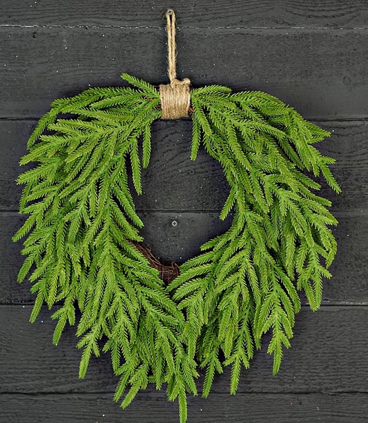 20" Heart Twig Wreath with Norfolk Pine – Rustic Christmas Decor-510708 Impressive Enterprises, Inc.