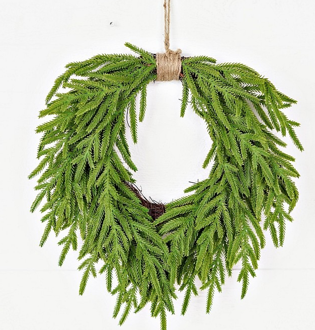 20" Heart Twig Wreath with Norfolk Pine – Rustic Christmas Decor-510708 Impressive Enterprises, Inc.