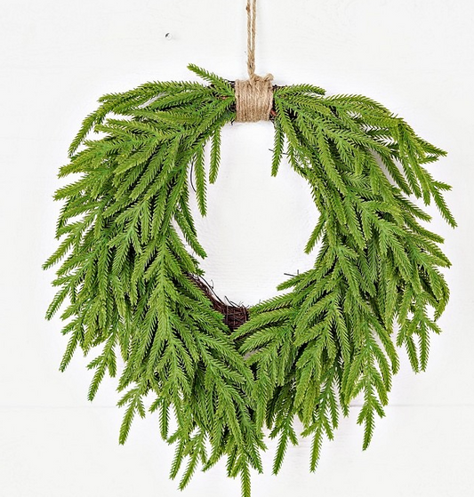 20" Heart Twig Wreath with Norfolk Pine – Rustic Christmas Decor-510708 Impressive Enterprises, Inc.
