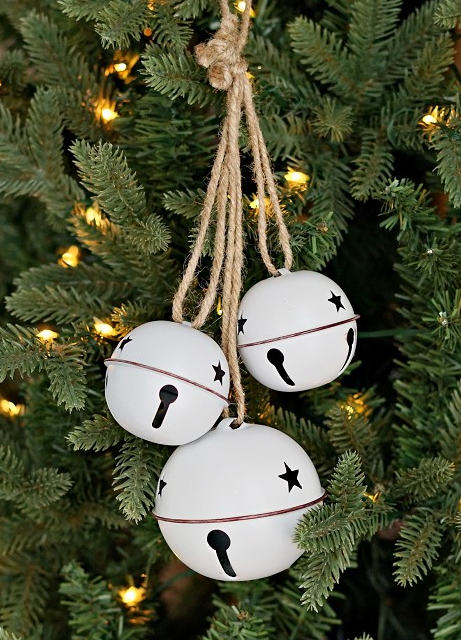 White Metal Jingle Bell Cluster with Rope – Rustic Farmhouse Christmas Door Hanger Impressive Enterprises, Inc.