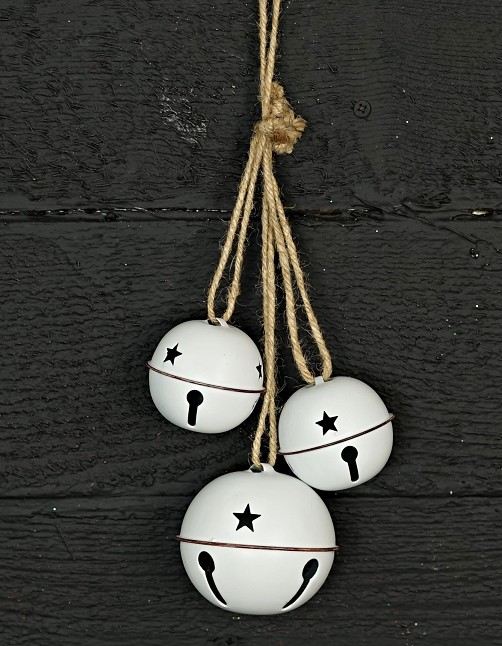 White Metal Jingle Bell Cluster with Rope – Rustic Farmhouse Christmas Door Hanger Impressive Enterprises, Inc.