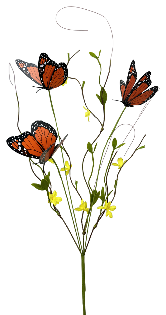 26" Butterfly Twig Spray | Spring Wreath Filler Stem-62474OR Liberty Floral
