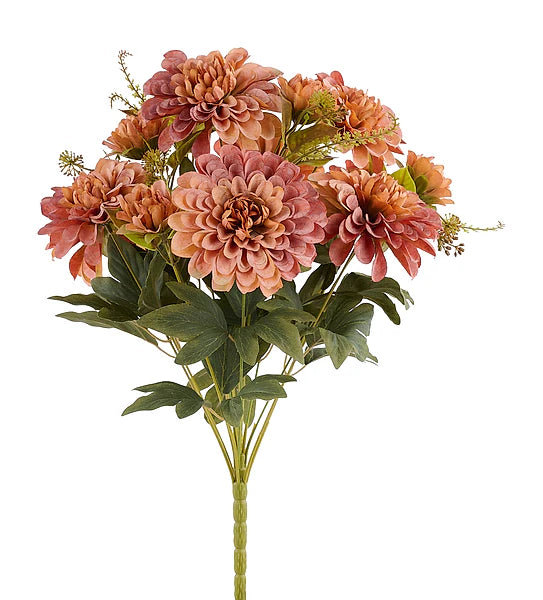 Terracotta/Tan Dahlia Leaf Bush | Crackle Fabric Florals | 21" Floral Stem-FB1766F2 Craig Bachman