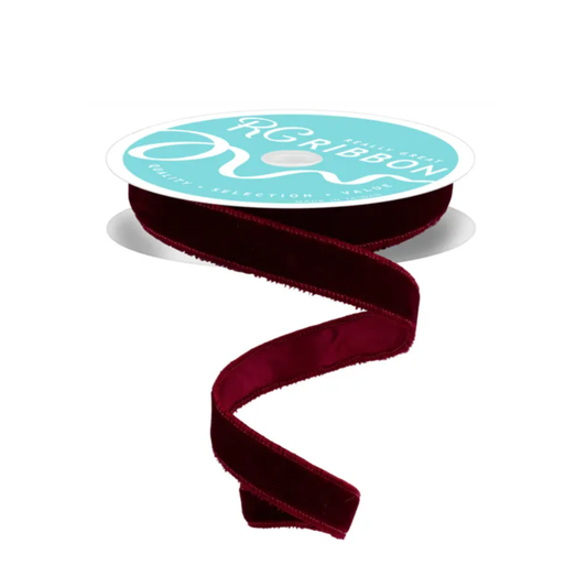 7/8"x10yd Burgundy Velvet Wired Ribbon – Satin Backing & Wired Edge-RGE765805 Craig Bachman