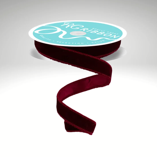 7/8"x10yd Burgundy Velvet Wired Ribbon – Satin Backing & Wired Edge-RGE765805 Craig Bachman