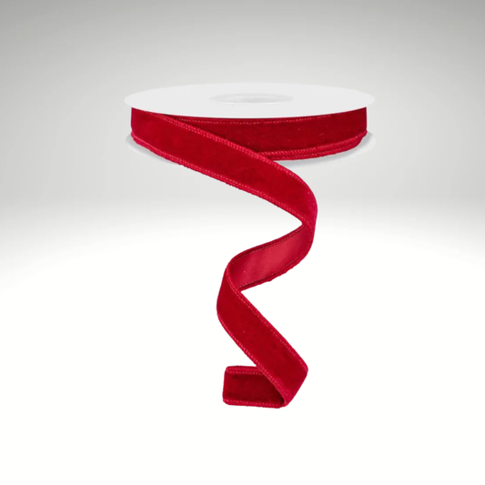 7/8"x10yd Cranberry Red Velvet Wired Ribbon – Satin Backing & Wired Edge-RGE765857 Craig Bachman