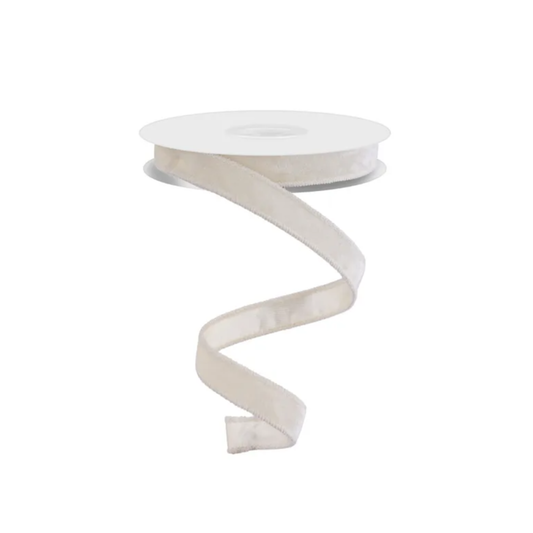 7/8"x10yd Cream Velvet Wired Ribbon – Satin Backing & Wired Edge-RGE7658A1 Craig Bachman