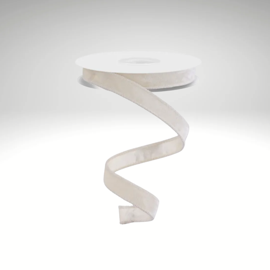 7/8"x10yd Cream Velvet Wired Ribbon – Satin Backing & Wired Edge-RGE7658A1 Craig Bachman