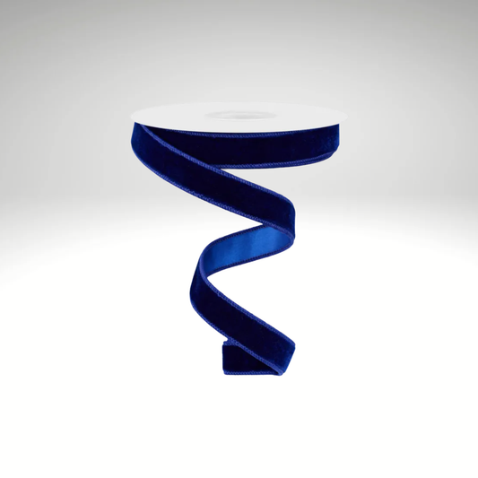 7/8"x10yd Royal Blue Velvet Wired Ribbon – Satin Backing & Wired Edge-RGE765825 Craig Bachman