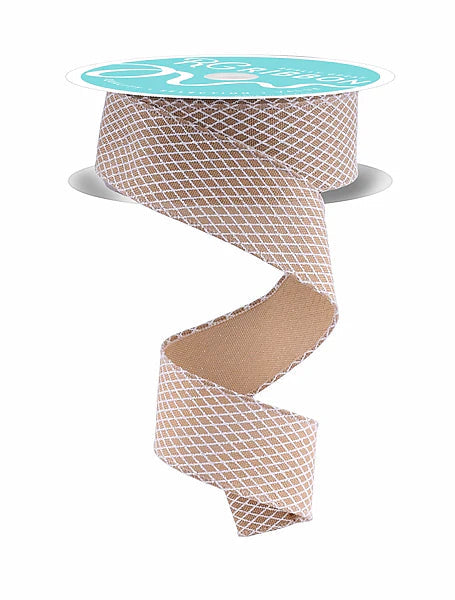 Beige White Harlequin Wired Ribbon | Gingerbread Christmas Ribbon | 1.5" x 10yd-RGF169501 Craig Bachman