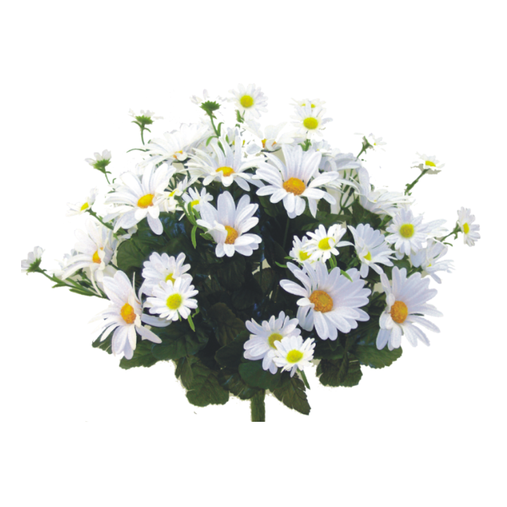 Artificial Daisy Garden Bush – 18" White Faux Flowers with 36 Blooms-35004CM Liberty Floral
