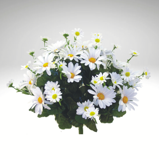 Artificial Daisy Garden Bush – 18" White Faux Flowers with 36 Blooms-35004CM Liberty Floral