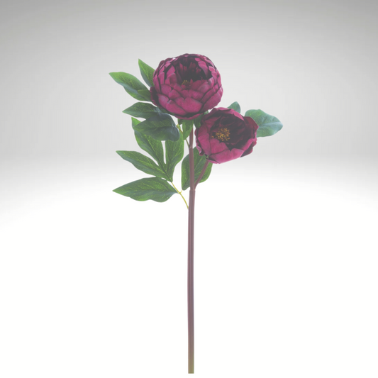22" Artificial Burgundy Peony Spray – Faux Floral Stem for Wedding Bouquets & Elegant Decor-FSP025-BU