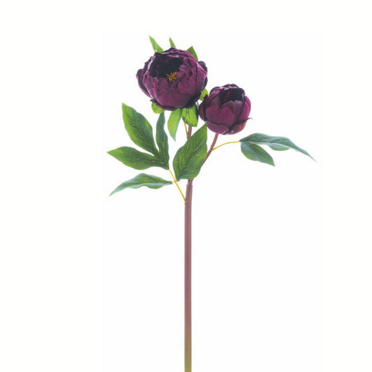 22" Artificial Wine Colored Peony Spray – Faux Floral Stem for Wedding Bouquets & Elegant Decor-FSP025-WI