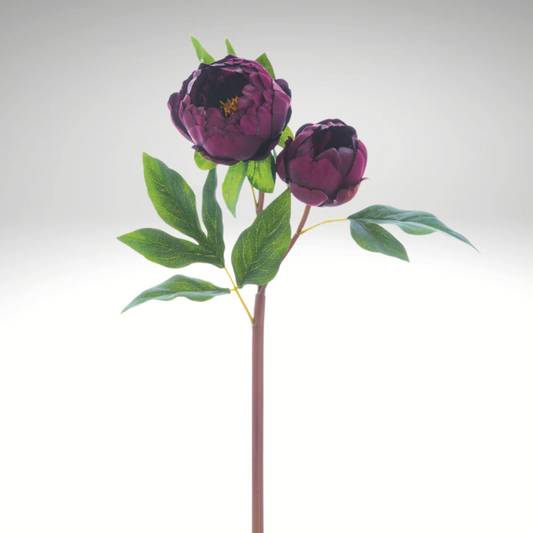 22" Artificial Wine Colored Peony Spray – Faux Floral Stem for Wedding Bouquets & Elegant Decor-FSP025-WI