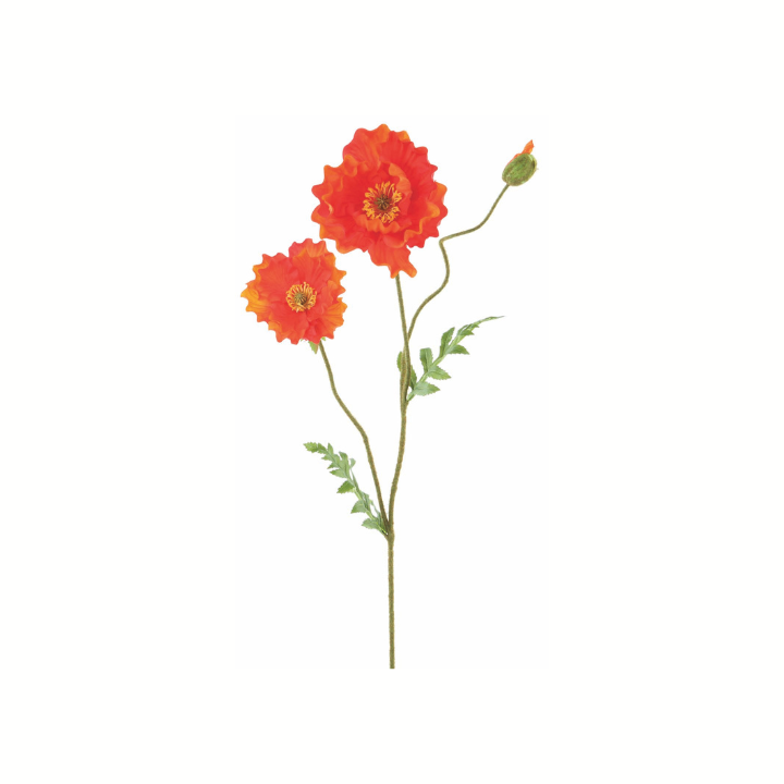 33" Faux Orange Poppy Spray – Artificial Flower Stem for Arrangements, Wreaths & Decor-FSP787-FL