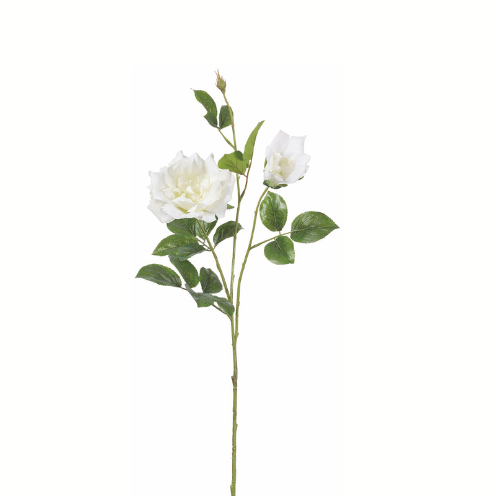 32" Artificial White Wild Rose Stem – Faux Long Stem Rose for Wedding Bouquets, Floral Arrangements & Home Decor-FSR029-WH