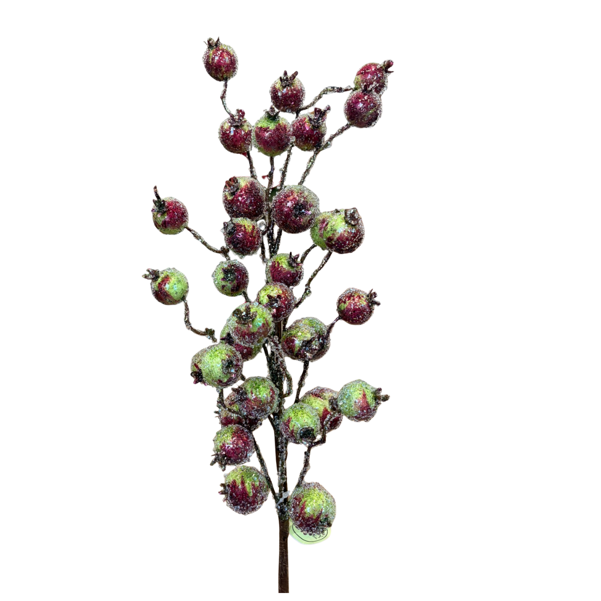 Beaded Pomegranate Berry Spray | Glittered Red Green Pick | 27" Spray-MTX74476 Regency