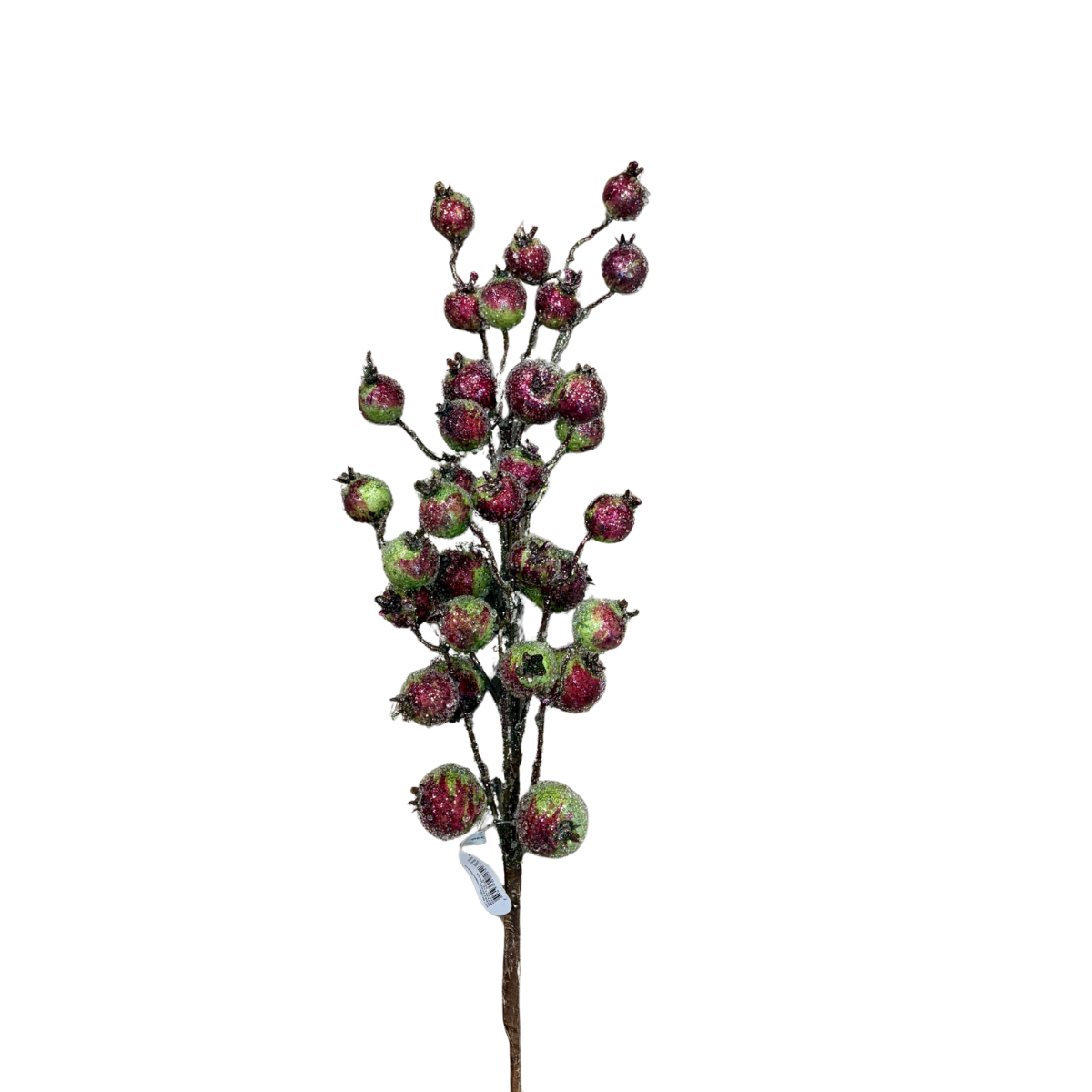 Beaded Pomegranate Berry Spray | Glittered Red Green Pick | 27" Spray-MTX74476 Regency
