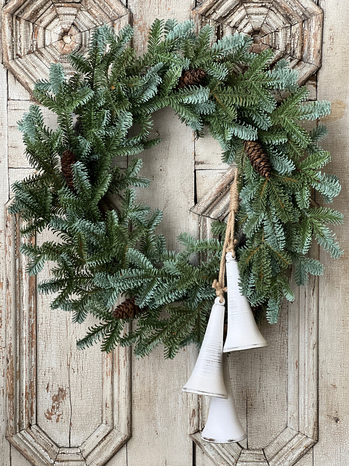Belfry Bells Drop in White — Rustic Metal Christmas Bell Accent, Set of 3-XX8234 Lancaster & Vintage