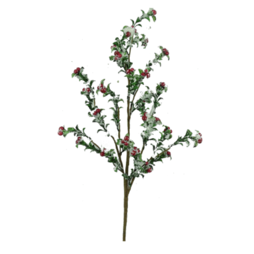 30" Plastic Berry Leaves Spray – Snowy Winter Berry Greenery Stem | TCT Crafts - 83612SP30