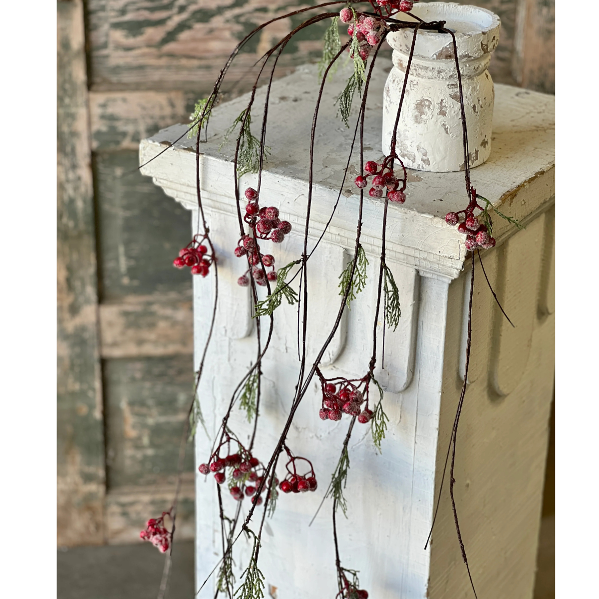Icy Red Berry and Cedar Vine — 4 Foot Christmas Wreath Supply and Holiday Accent-XBR36522 Lancaster & Vintage