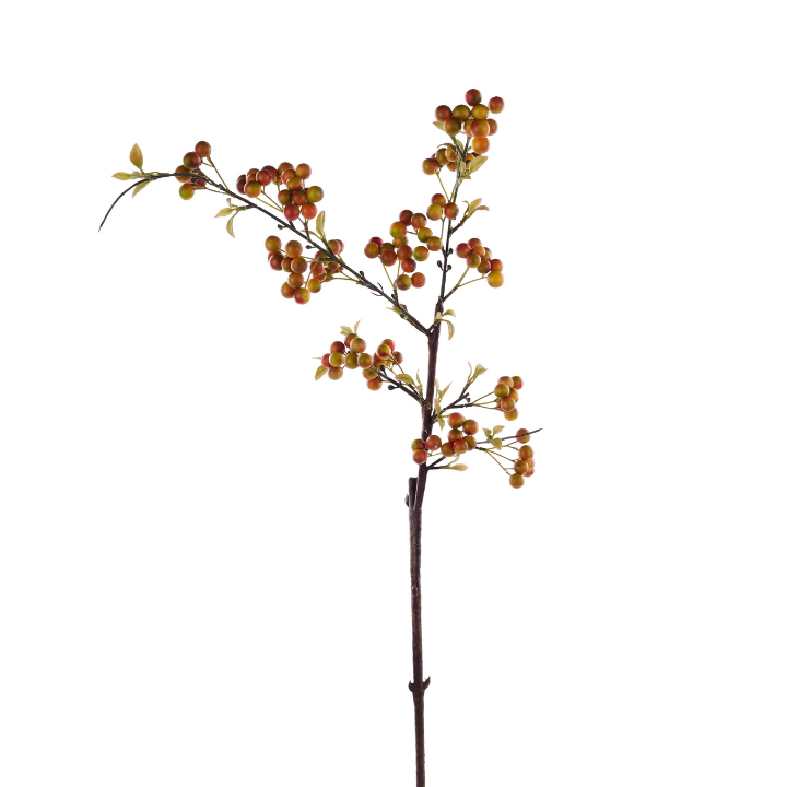 24" Artificial Berry Spray – Fall Floral Pick in Orange, Yellow, and Green (EC434535)