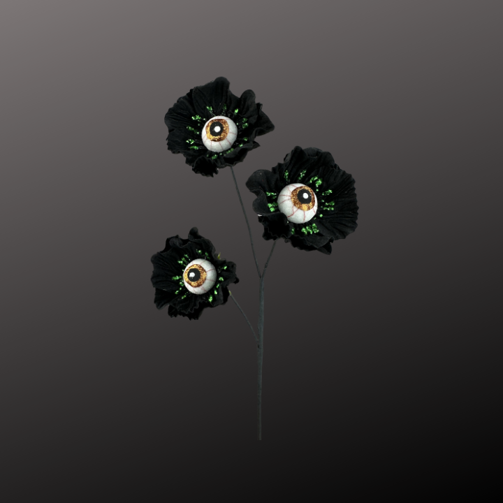 24" Eyeball Flower Spray – Halloween Floral Stem in Black or Purple, Spooky Decor for Wreaths, Arrangements, and Centerpieces Liberty Floral