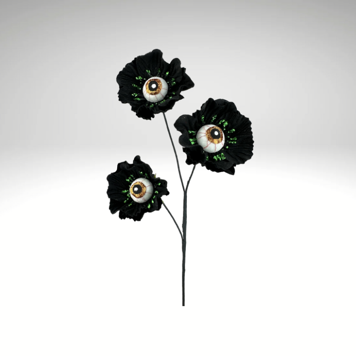 24" Eyeball Flower Spray – Halloween Floral Stem in Black or Purple, Spooky Decor for Wreaths, Arrangements, and Centerpieces Liberty Floral