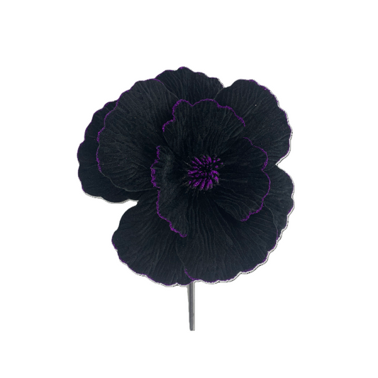 Velvet Fantasy Flower Pick – 9” Faux Floral in Black or Purple for Halloween & Gothic Decor Liberty Floral