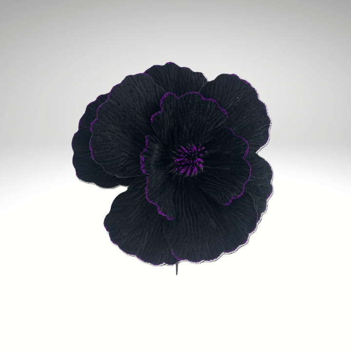 Velvet Fantasy Flower Pick – 9” Faux Floral in Black or Purple for Halloween & Gothic Decor Liberty Floral