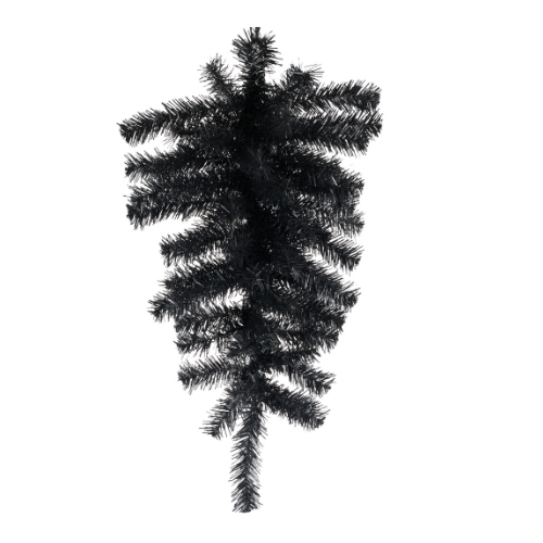 24" Black Teardrop Swag - Artificial Halloween Greenery, Gothic Decor, DIY Halloween Wreath Base, Spooky Black Swagr -XX930102