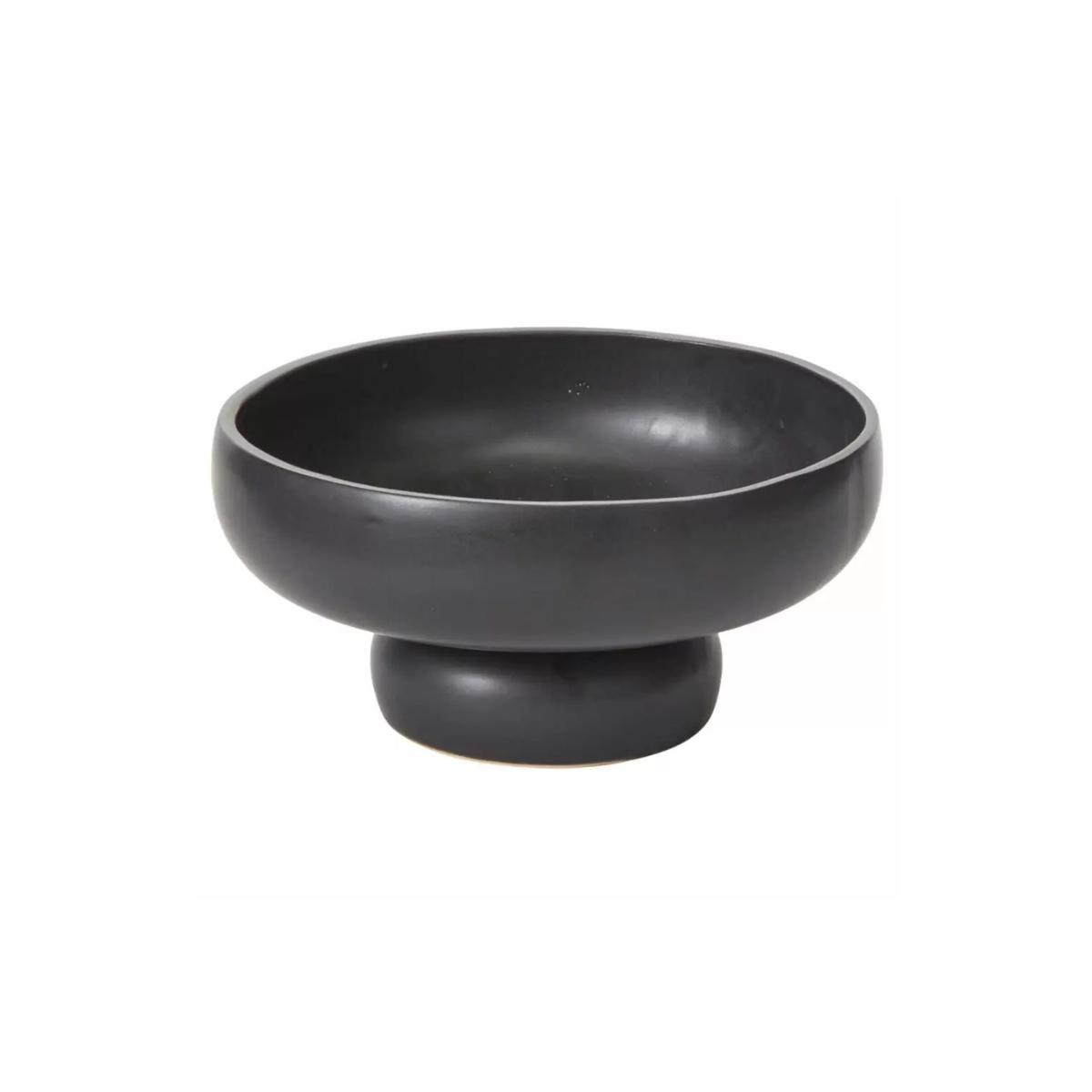 Black Ceramic Compote Bowl — 7.75 Inch Matte Black Pedestal Bowl-97316-55 Pioneer Imports