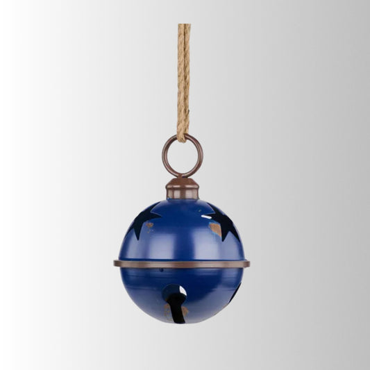 Blue Tin Jingle Bell Ornament 7 Inch Rustic Decor-XC422119 Craig Bachman