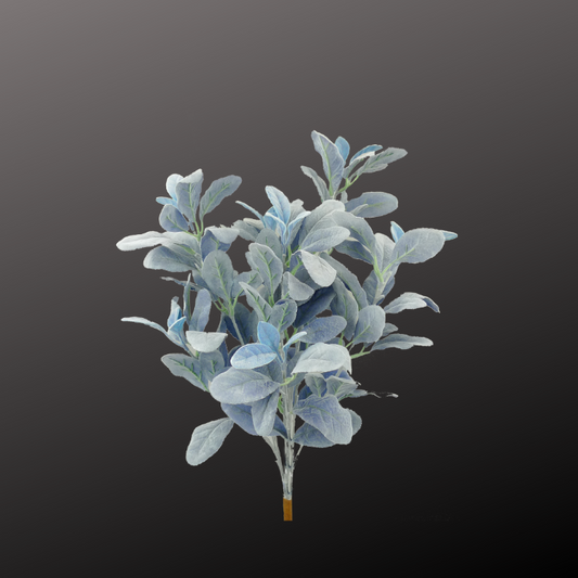 22" Artificial Blue Lamb’s Ear Bush – Soft Frosted Faux Greenery Stem Liberty Floral