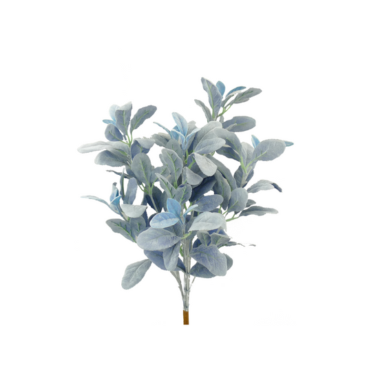 22" Artificial Blue Lamb’s Ear Bush – Soft Frosted Faux Greenery Stem Liberty Floral
