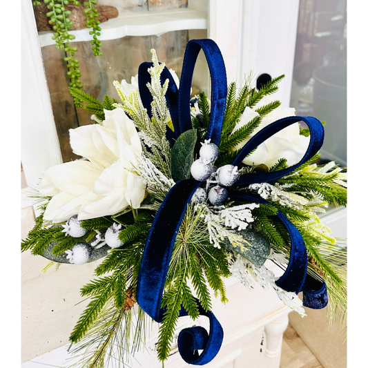 Blue Magnolia Winter Arrangement – Elegant Christmas or Hanukkah Centerpiece TCT Crafts