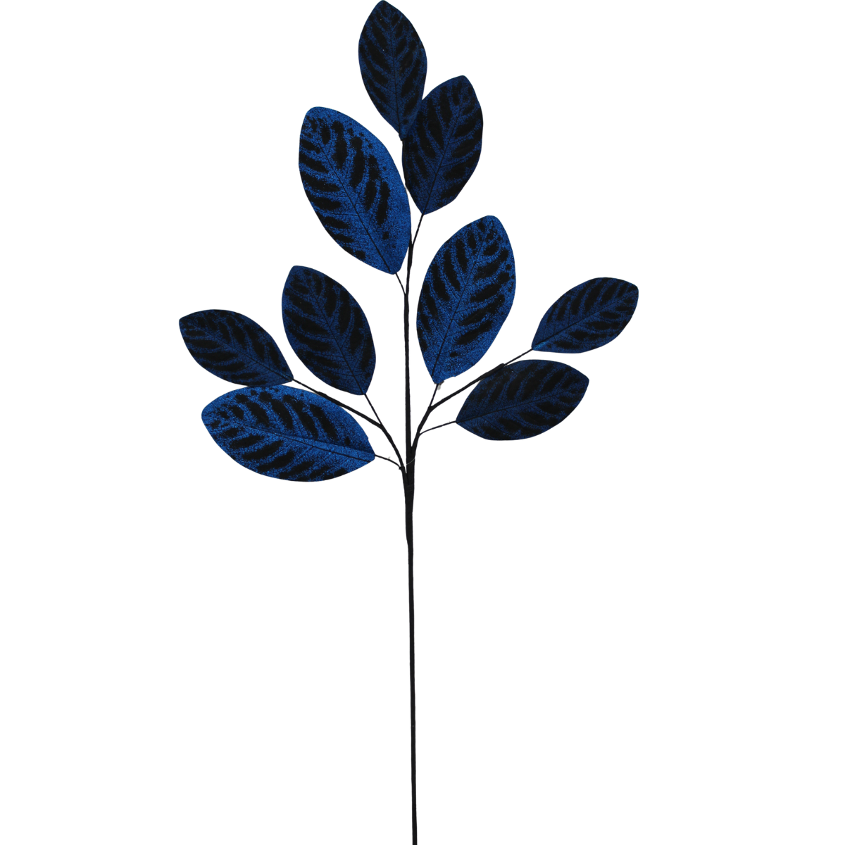 Blue Glitter Magnolia Leaf Spray — 32 Inch Holiday Stem-65706-BL Golden Bell