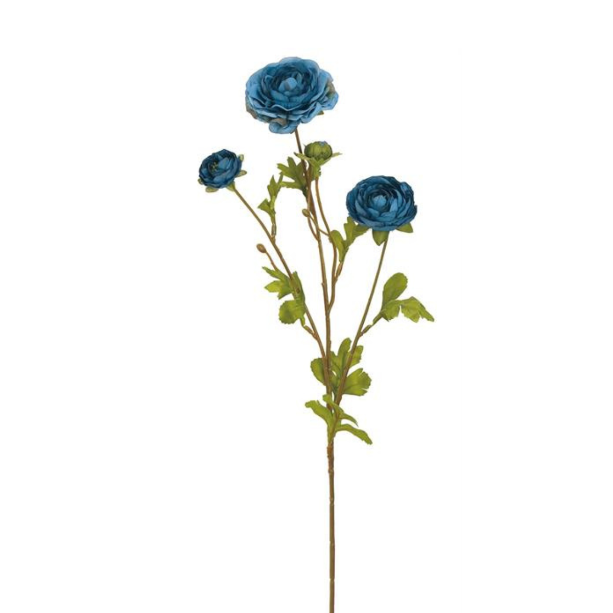 26" Yale Blue Ruffle Ranunculus Spray for Floral Arrangements-6591-YALB Select Artificials