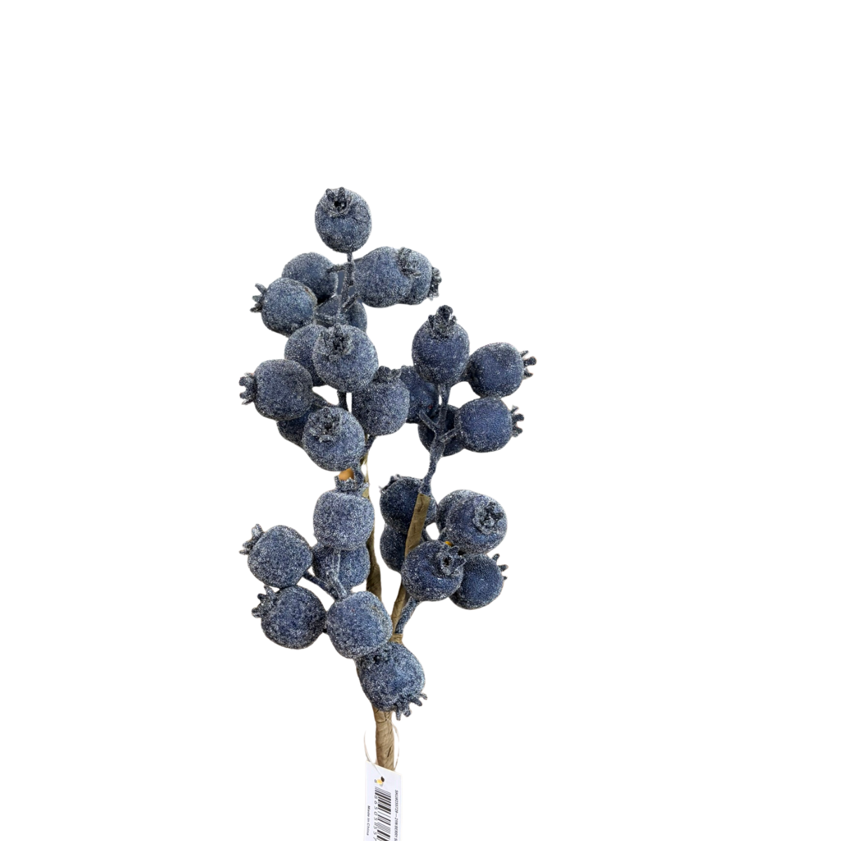 Blue Berry Spray | Iced Glitter Christmas Berry Pick | 21" Spray-255729 Direct Export