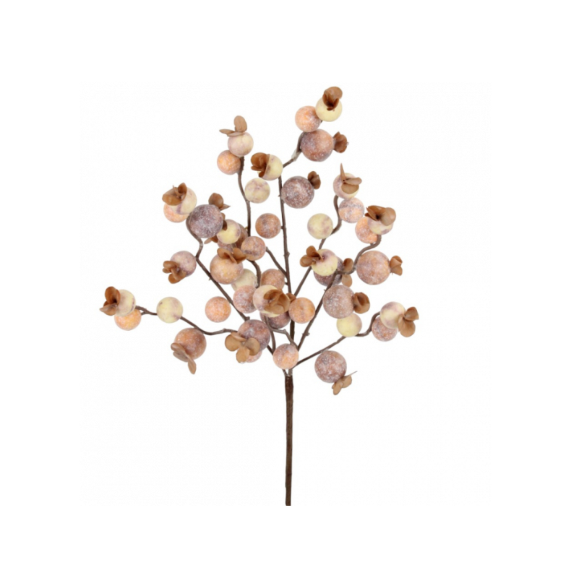 15" Brown Cream Berry Pick – Rustic Artificial Berry Stem-216606 Direct Export