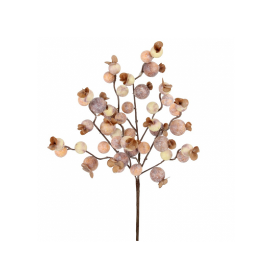 15" Brown Cream Berry Pick – Rustic Artificial Berry Stem-216606 Direct Export