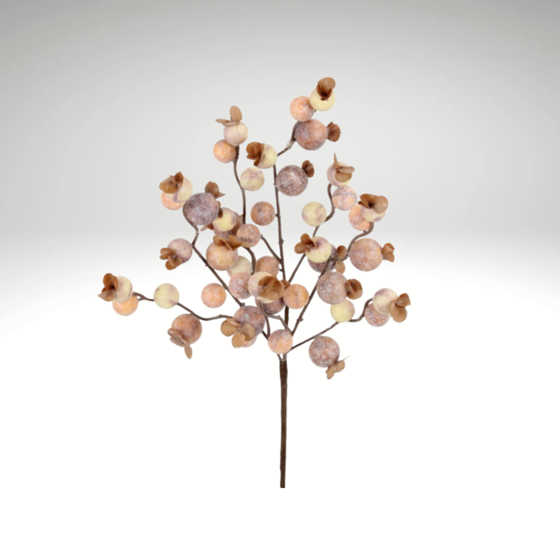 15" Brown Cream Berry Pick – Rustic Artificial Berry Stem-216606 Direct Export