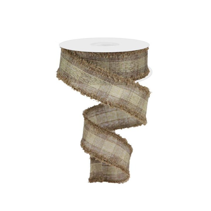 1.5"x10yd Burlap Plaid Wired Ribbon – Frayed Edge Rustic Drift Check for Wreaths & Farmhouse Decor-RG0819504 Craig Bachman