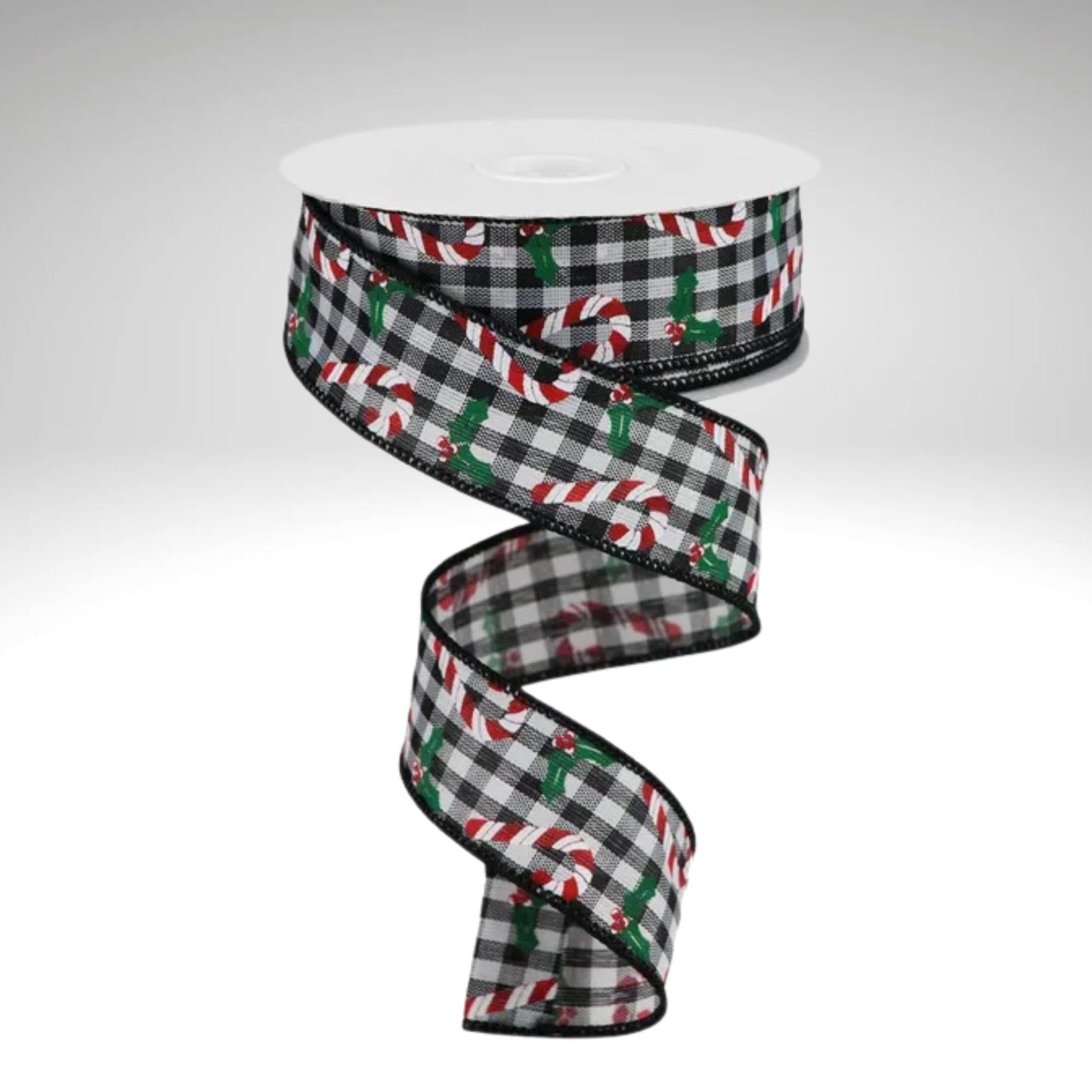 Candy Cane Holly Gingham Ribbon 1.5 Inch x 10 Yard Wired Christmas Ribbon-RGA1145L6 Craig Bachman