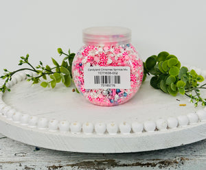 150g Pink Candyland Christmas Polymer Clay Sprinkle Mix - Pink Peppermints & White Snowflakes - Perfect for Fake Bakes, Clay Art, Slime - Festive, Joyful, and Enchanting