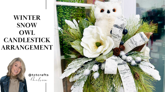 Digital Download: Winter Snow Owl Candlestick Arrangement | PDF + Video Link | DIY Craft Tutorial TCT Crafts