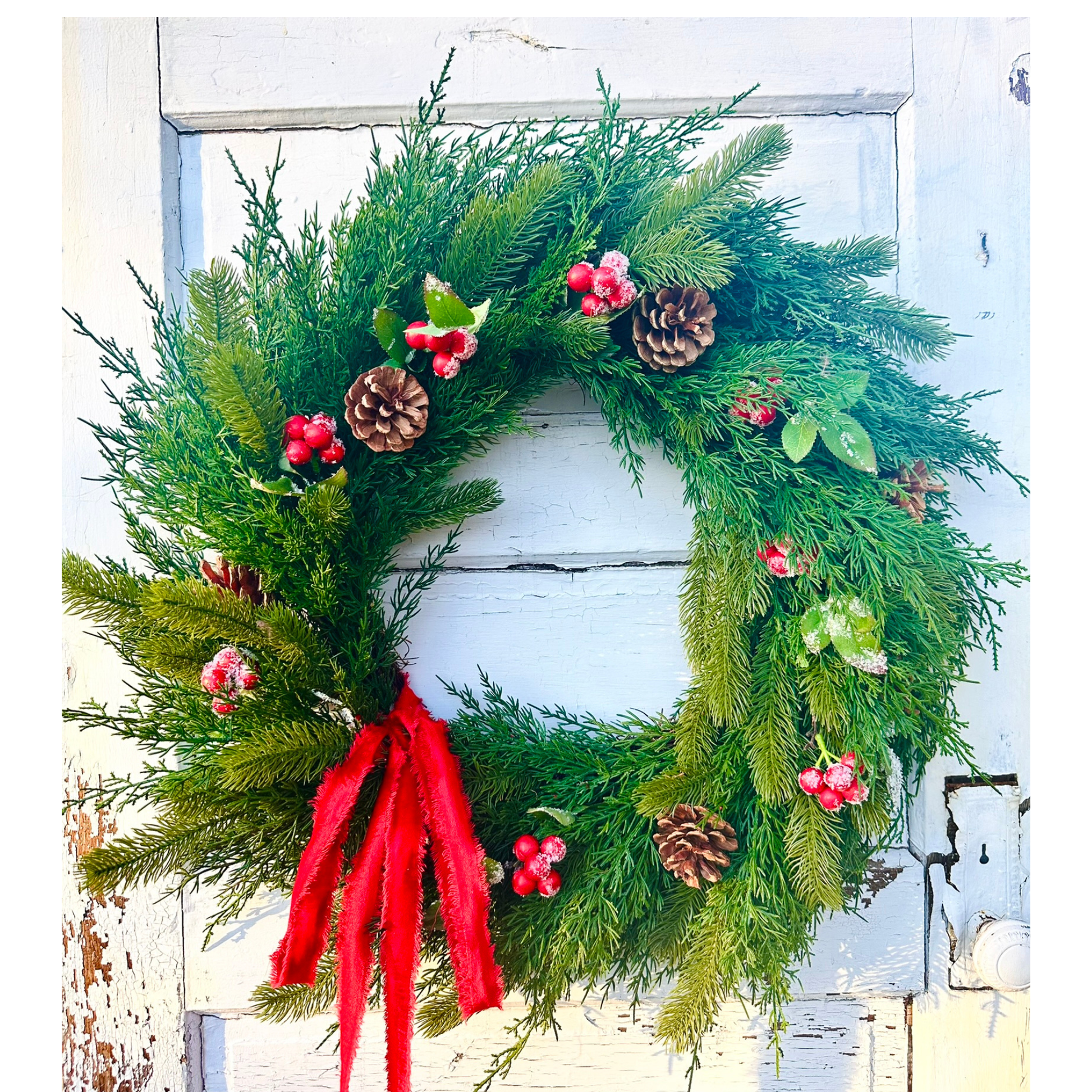 30" Artificial Cedar & Pine Berry Wreath – Classic Christmas Door Greenery TCT Crafts